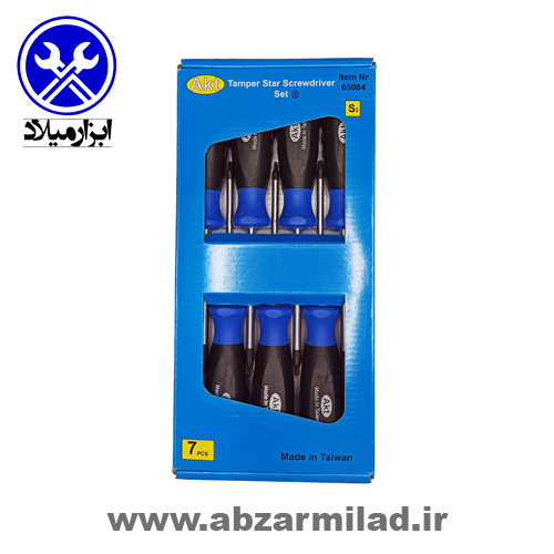 پیچ گوشتی ستاره‌ای سوراخ‌دار 7 عددی AKT