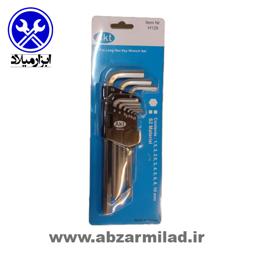 آچار آلن بلند 9 عددی AKT 