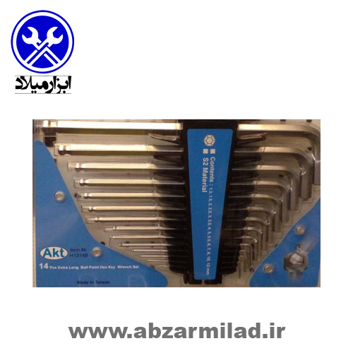 آچار آلن فوق بلند سر گرد 14 عددی AKT 