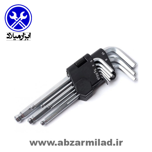 آچار آلن فوق بلند سر گرد 9 عددی AKT مدل H139BK