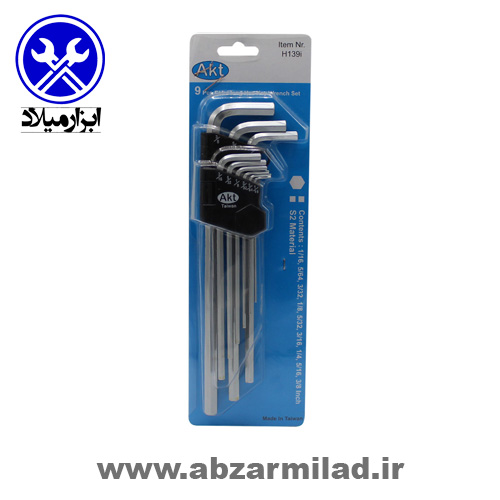 آچار آلن فوق بلند 9 عددی AKT مدل H139i