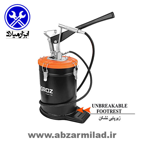 گریس پمپ سطلی 8 کیلویی فشار قوی بدون چرخ گروز مدل Groz-VGP/HD/8A